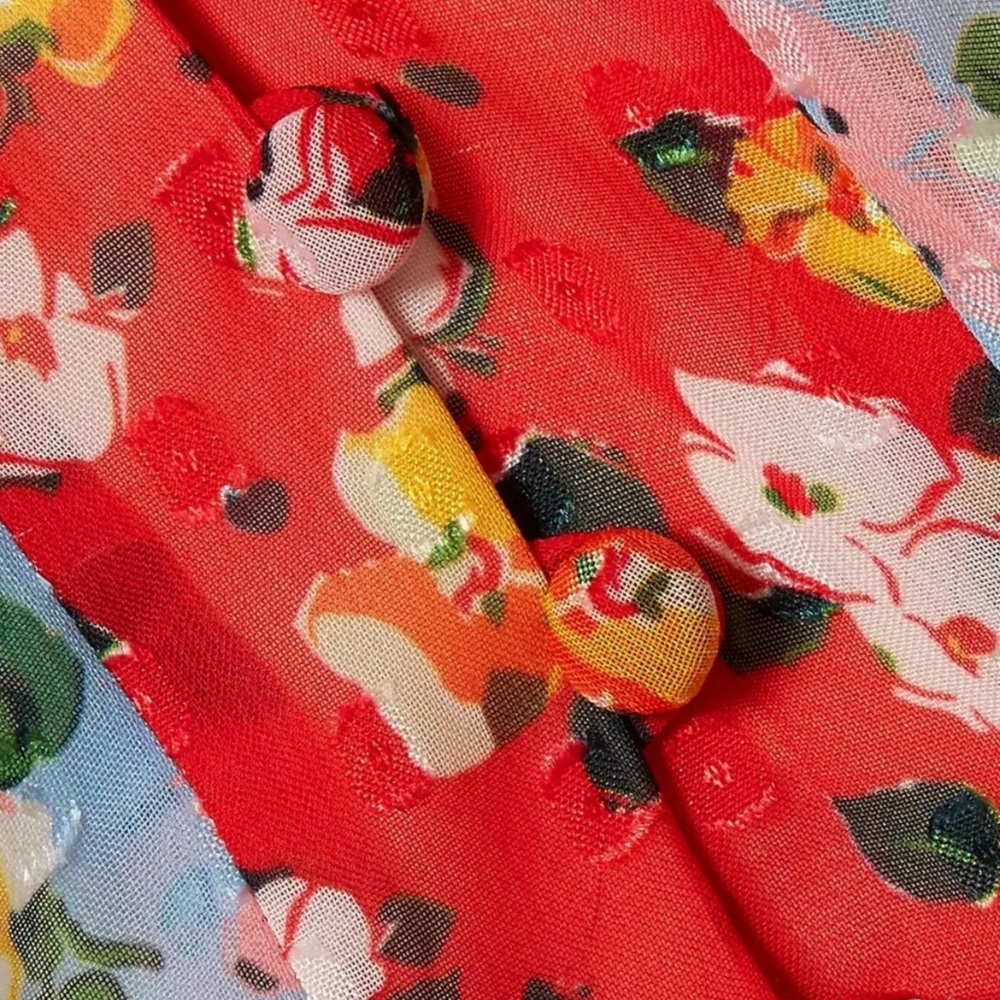 ❤💙 CAROLINA HERRERA Runway Floral Chiffon Maxi 14 - Picture 9 of 11